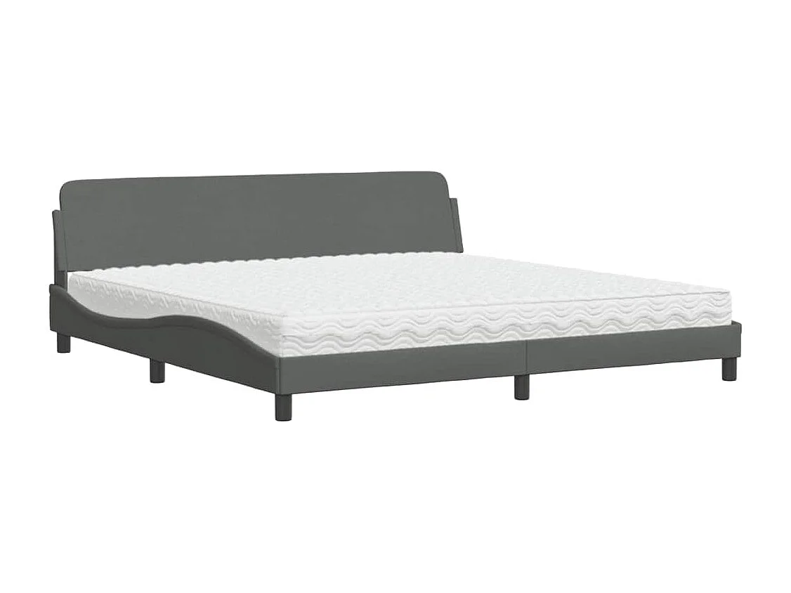 Lit avec matelas Dover gris foncé 200x200 cm tissu