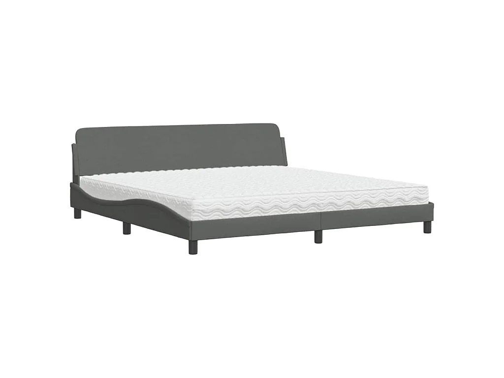 Cama com colchão Dover 200x200 cm tecido cinzento-escuro