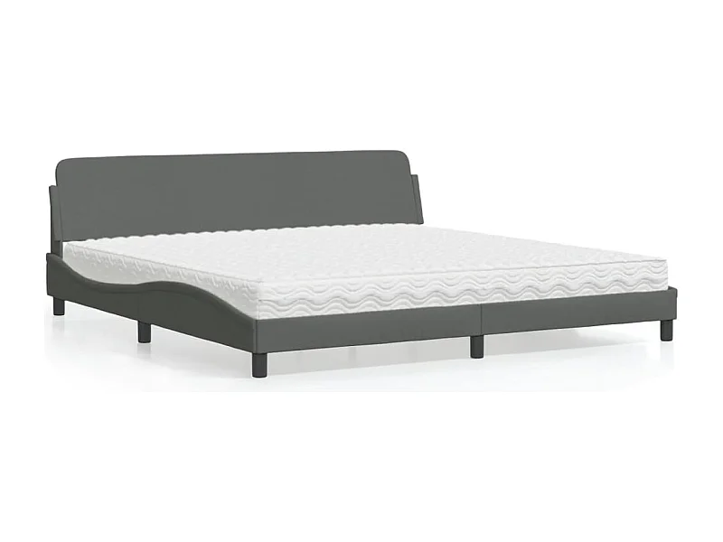 Cama com colchão Dover 200x200 cm tecido cinzento-escuro