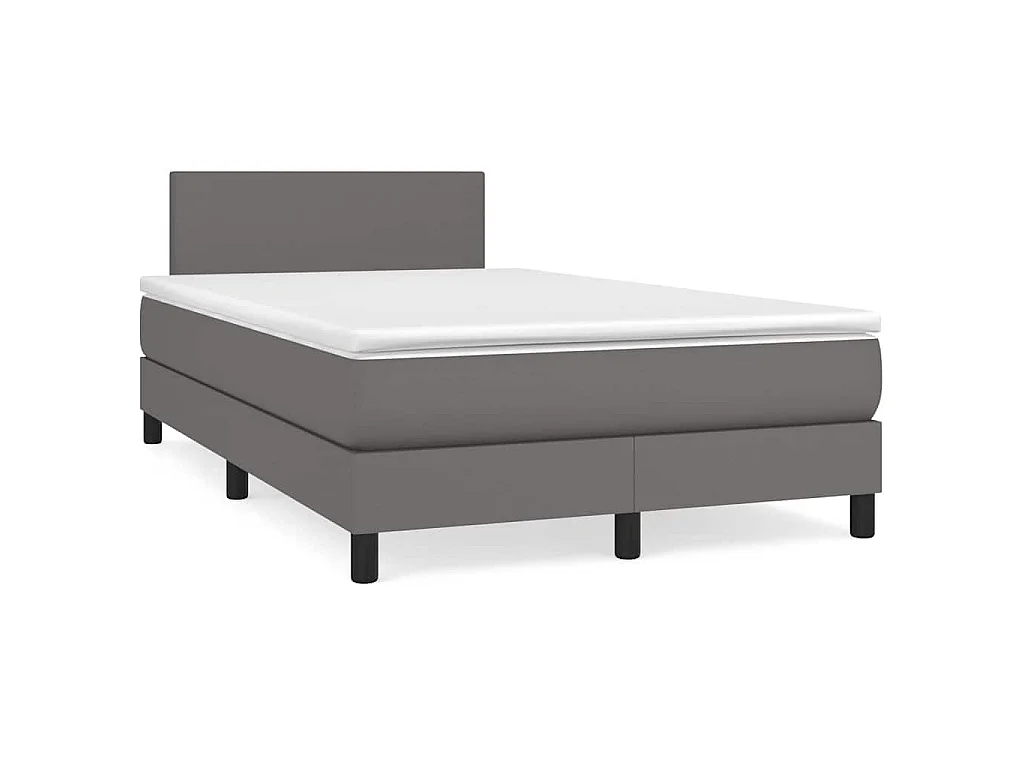 Boxspring met matras en LED kunstleer grijs 120x190 cm