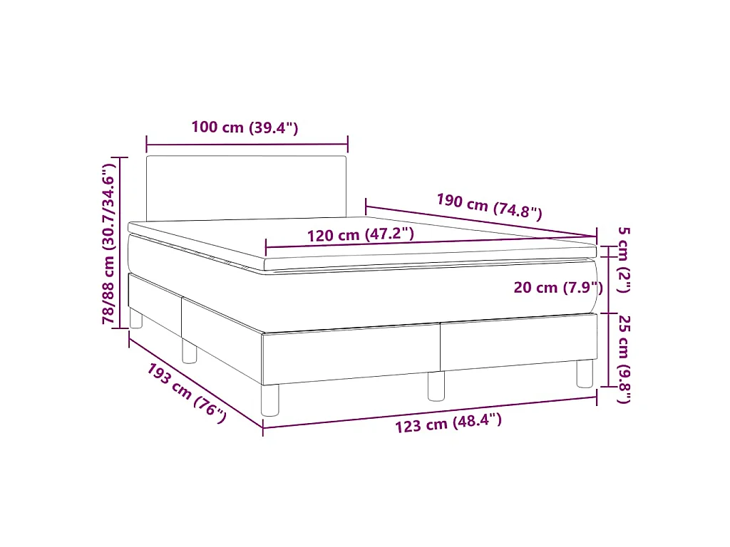 Boxspring met matras en LED kunstleer grijs 120x190 cm
