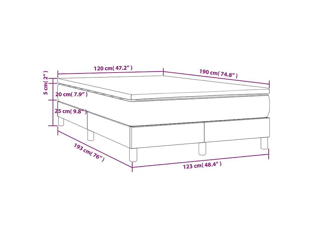 Boxspring met matras stof donkerbruin 120x190 cm