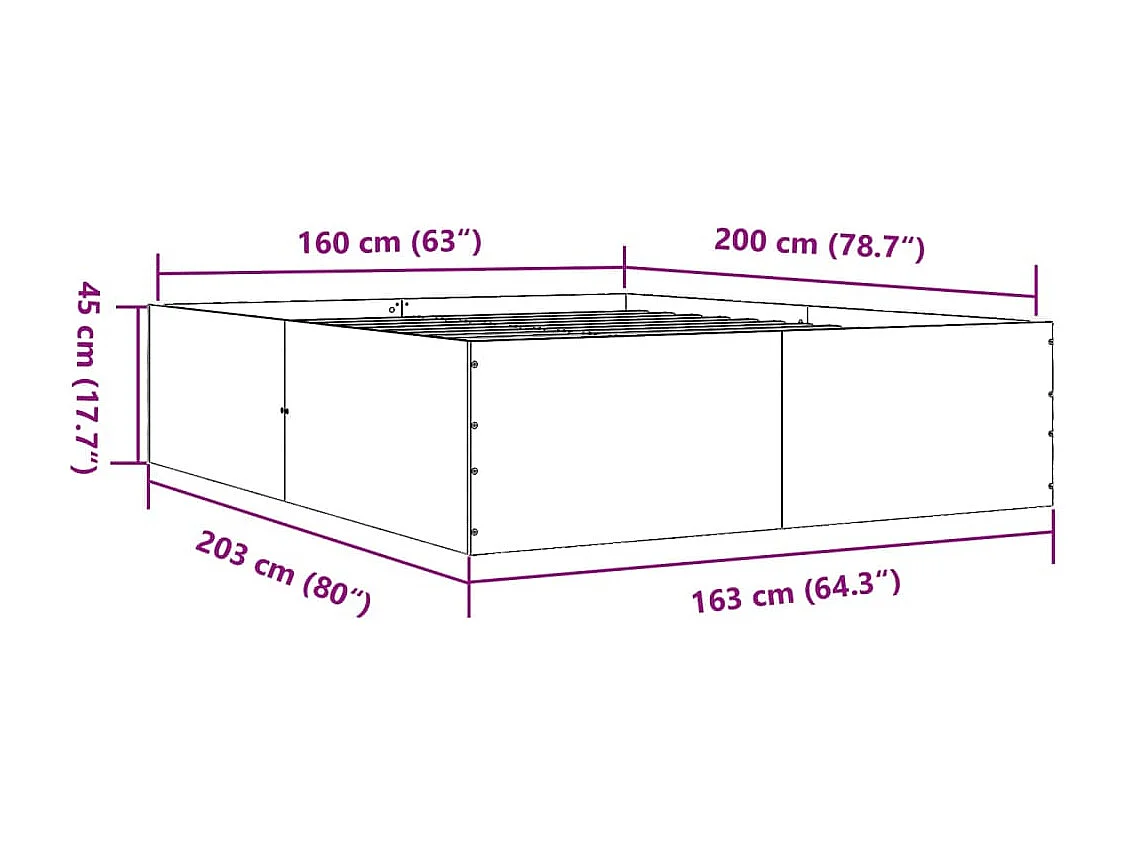 Cadre de lit sans matelas blanc 160x200 cm