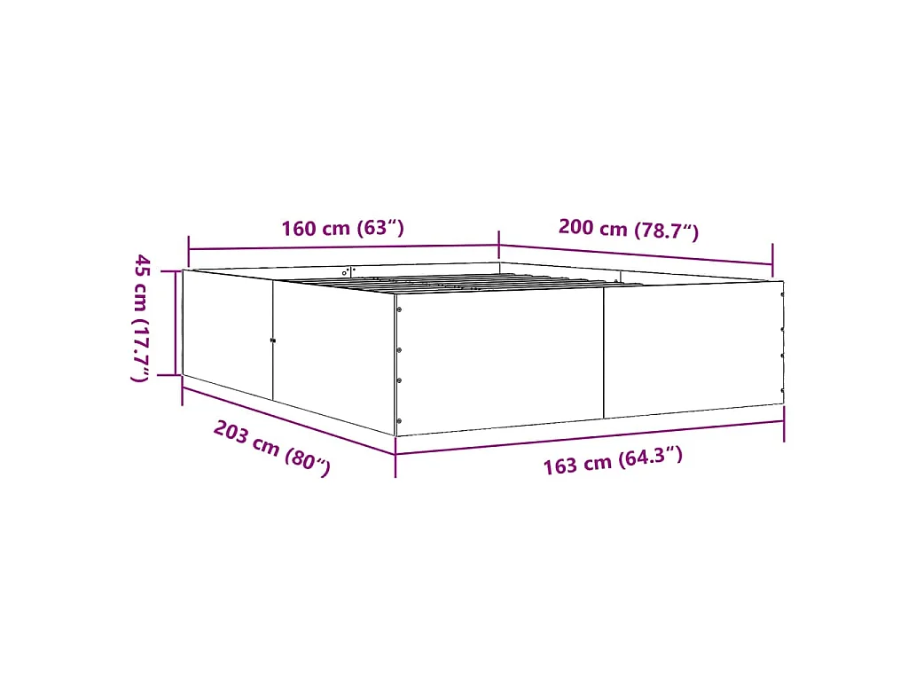 Cadre de lit sans matelas blanc 160x200 cm