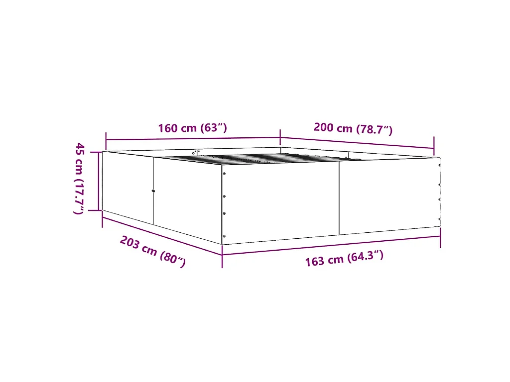 Cadre de lit sans matelas blanc 160x200 cm