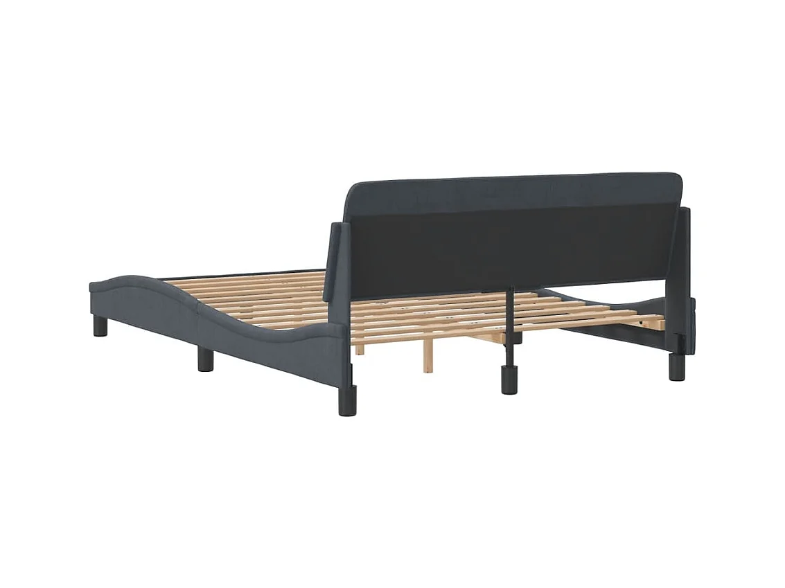 Cadre de lit Dover gris foncé 140x190 cm velours