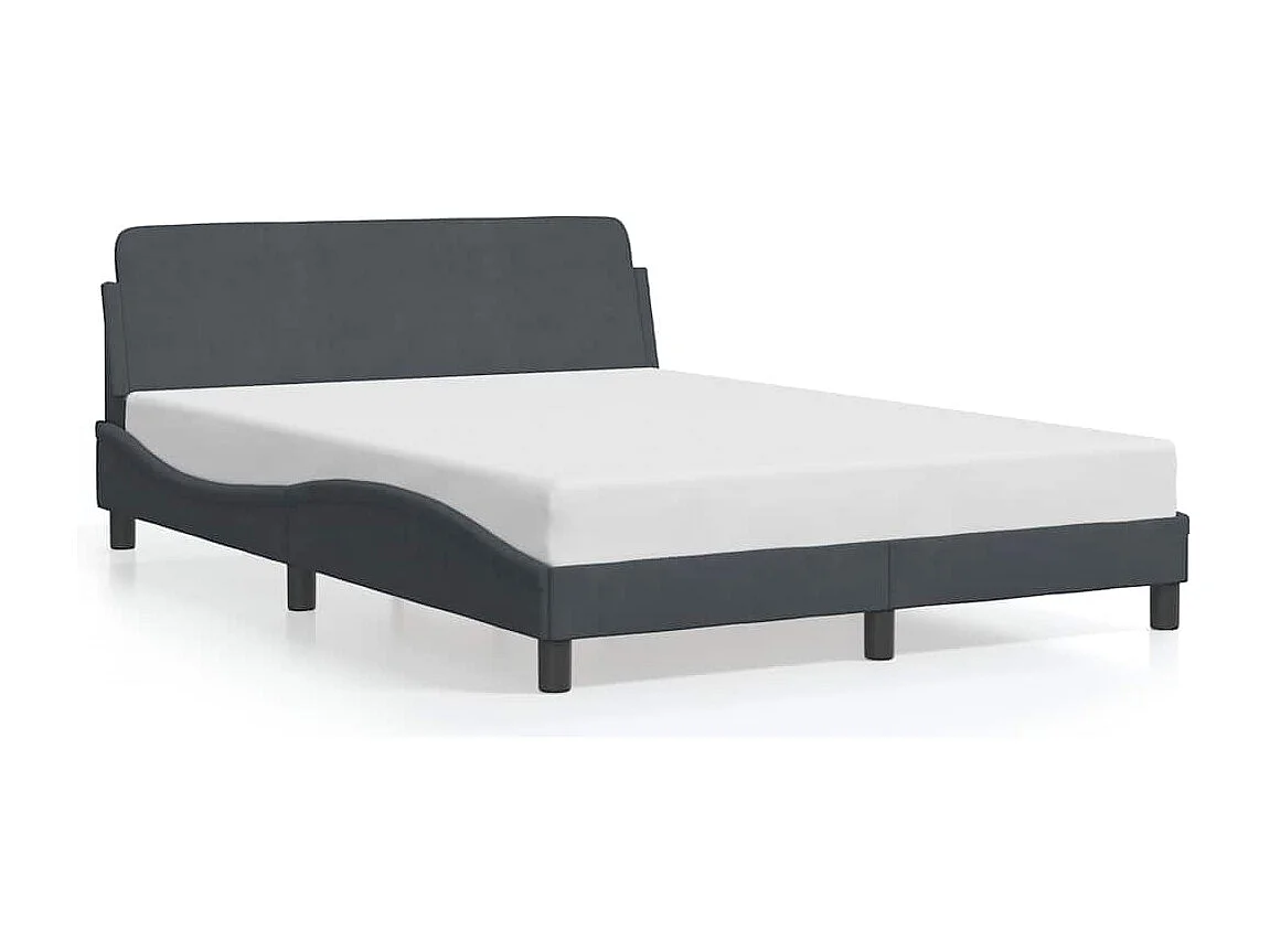 Cadre de lit Dover gris foncé 140x190 cm velours