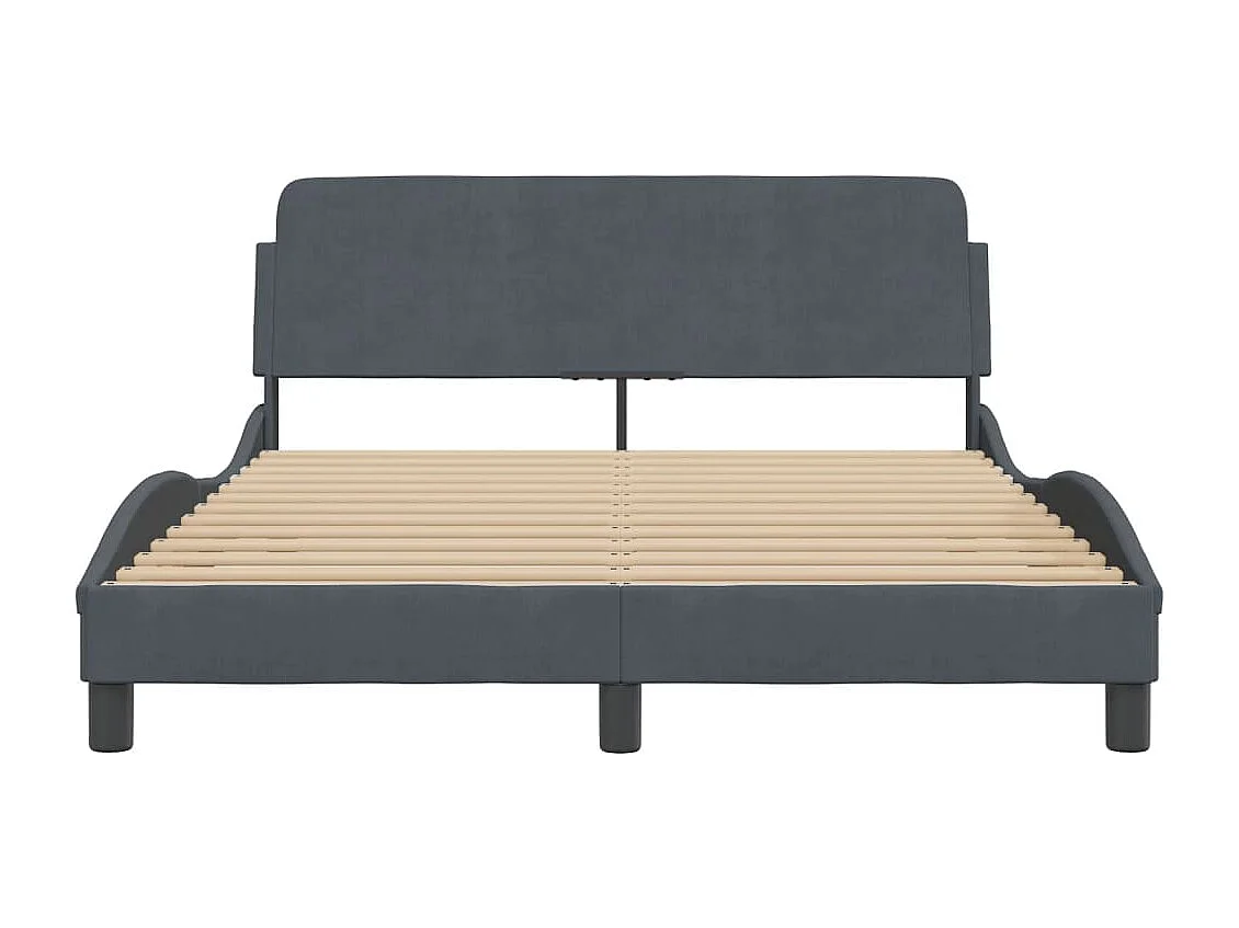 Cadre de lit Dover gris foncé 140x190 cm velours