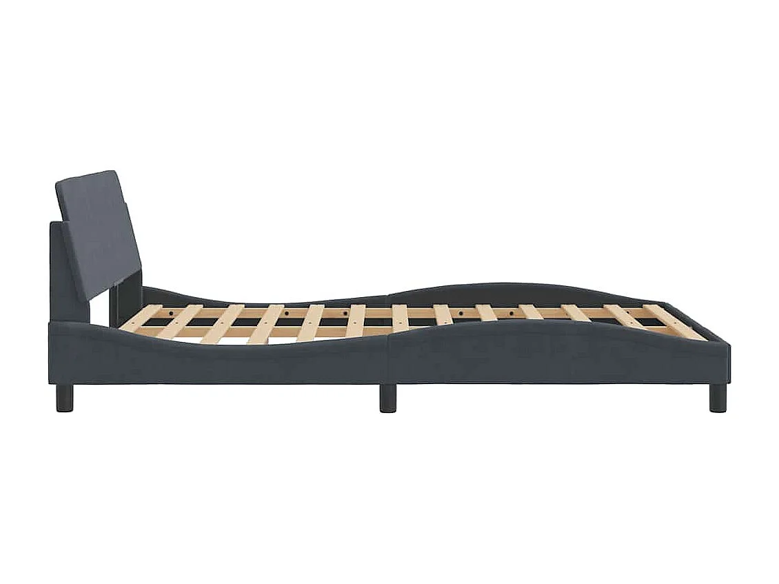 Cadre de lit Dover gris foncé 140x190 cm velours