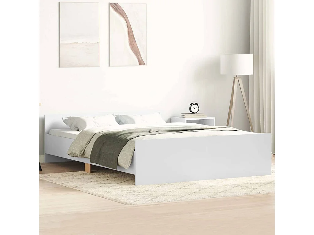 Cadre de lit sans matelas blanc 135x190 cm
