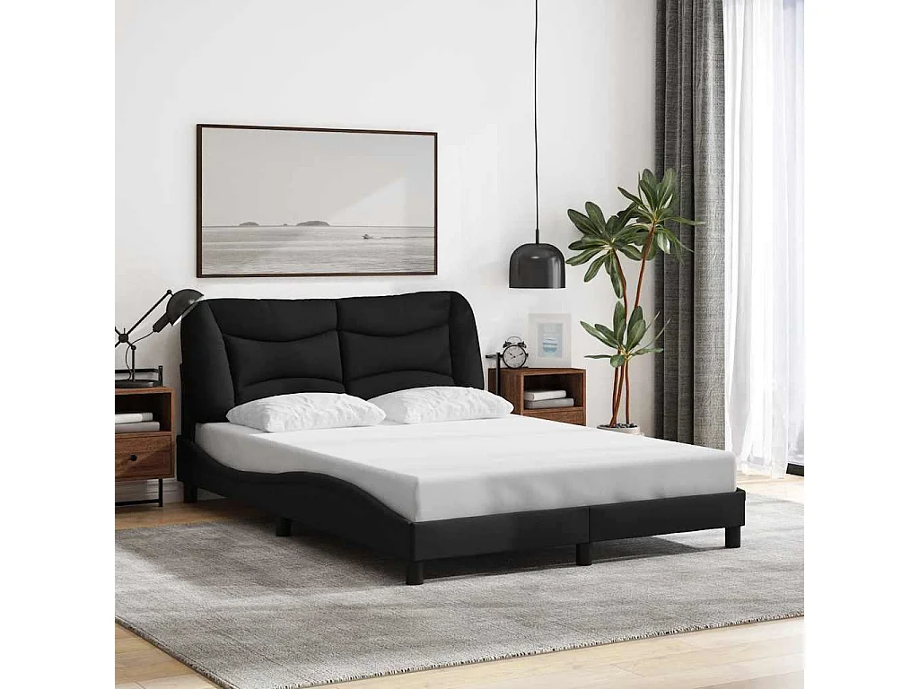 Cadre de lit sans matelas Hvar noir 120x200 cm tissu