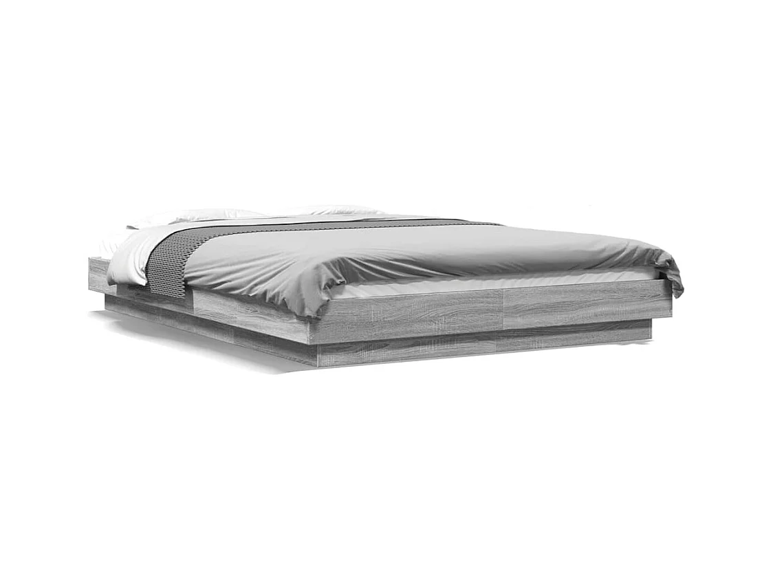 Cadre de lit et lumières LED sans matelas sonoma gris 120x190cm