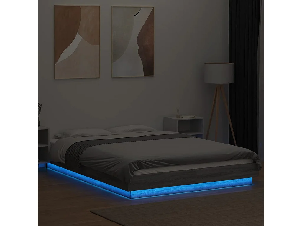Bedframe met LED-verlichting grijs sonoma eiken 120x190 cm