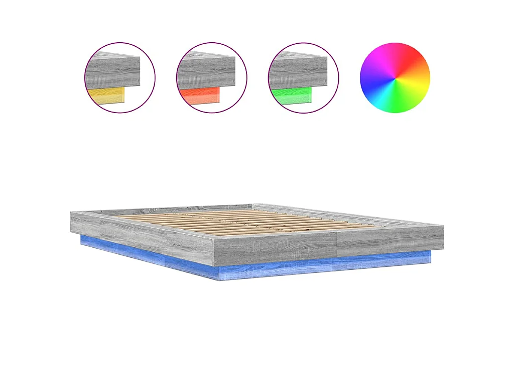 Bedframe met LED-verlichting grijs sonoma eiken 120x190 cm