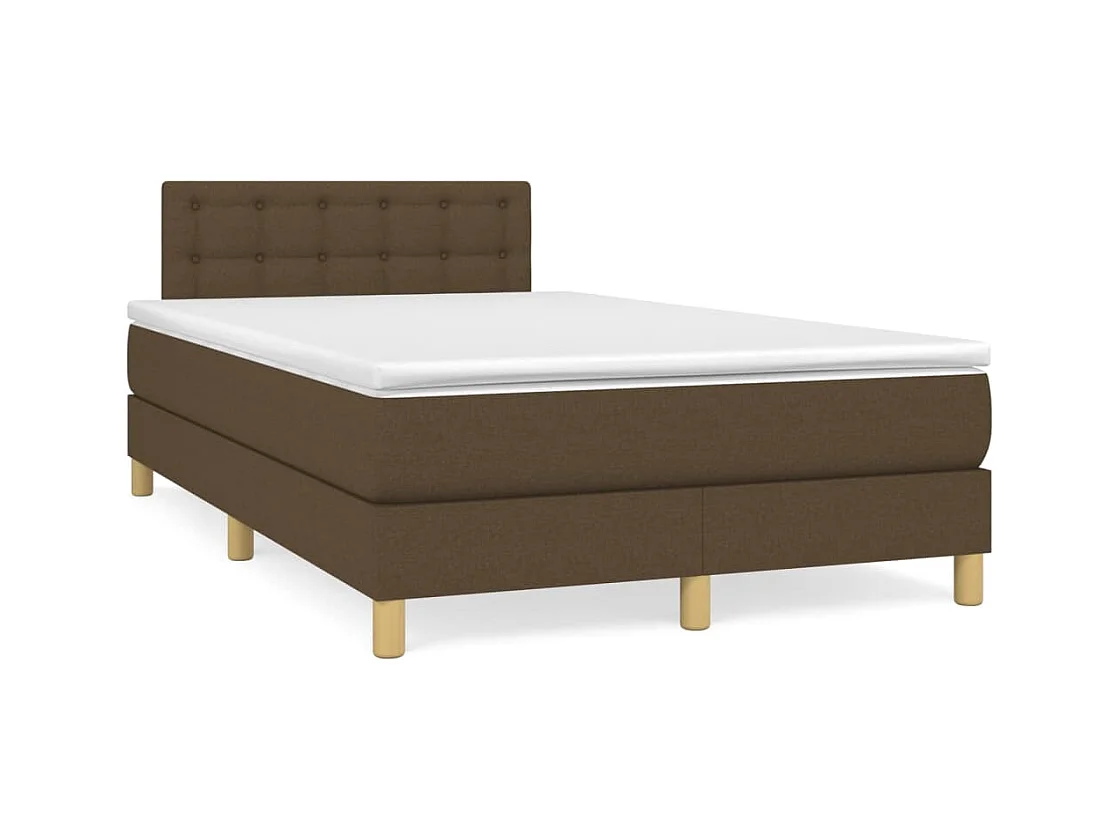 Sommier à lattes de lit matelas et LED marron foncé 120x190 cm