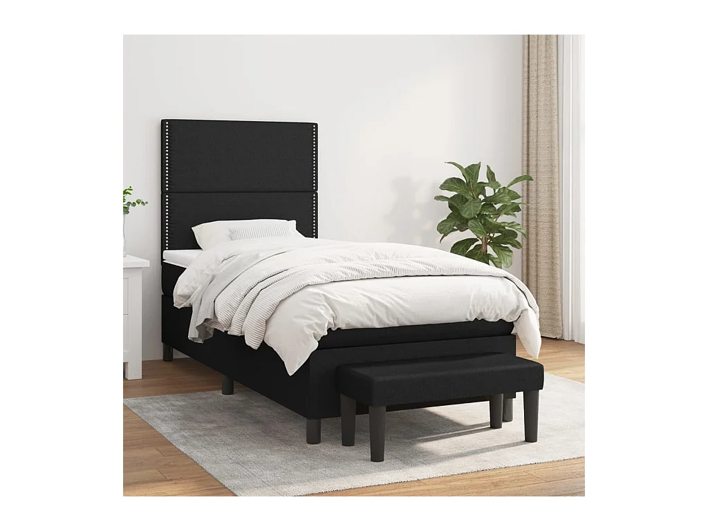 Sommier à lattes de lit avec matelas Noir 100x200 cm Tissu