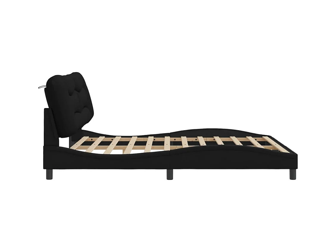 Cadre de lit sans matelas Hvar noir 180x200 cm tissu