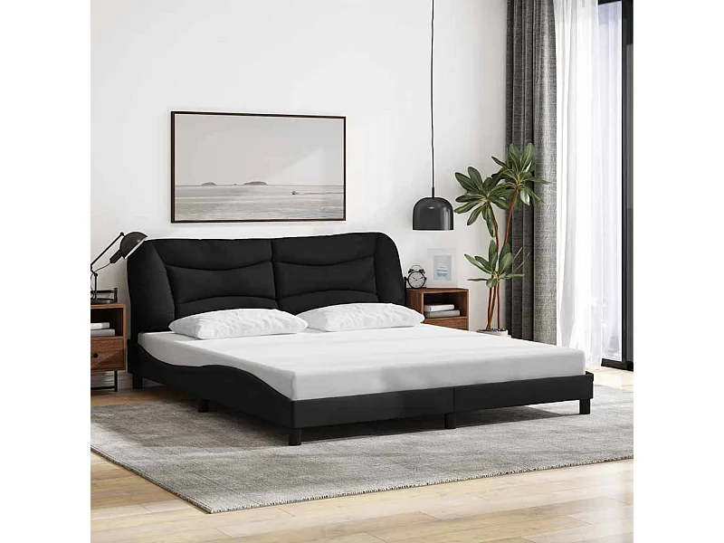 Cadre de lit sans matelas Hvar noir 180x200 cm tissu