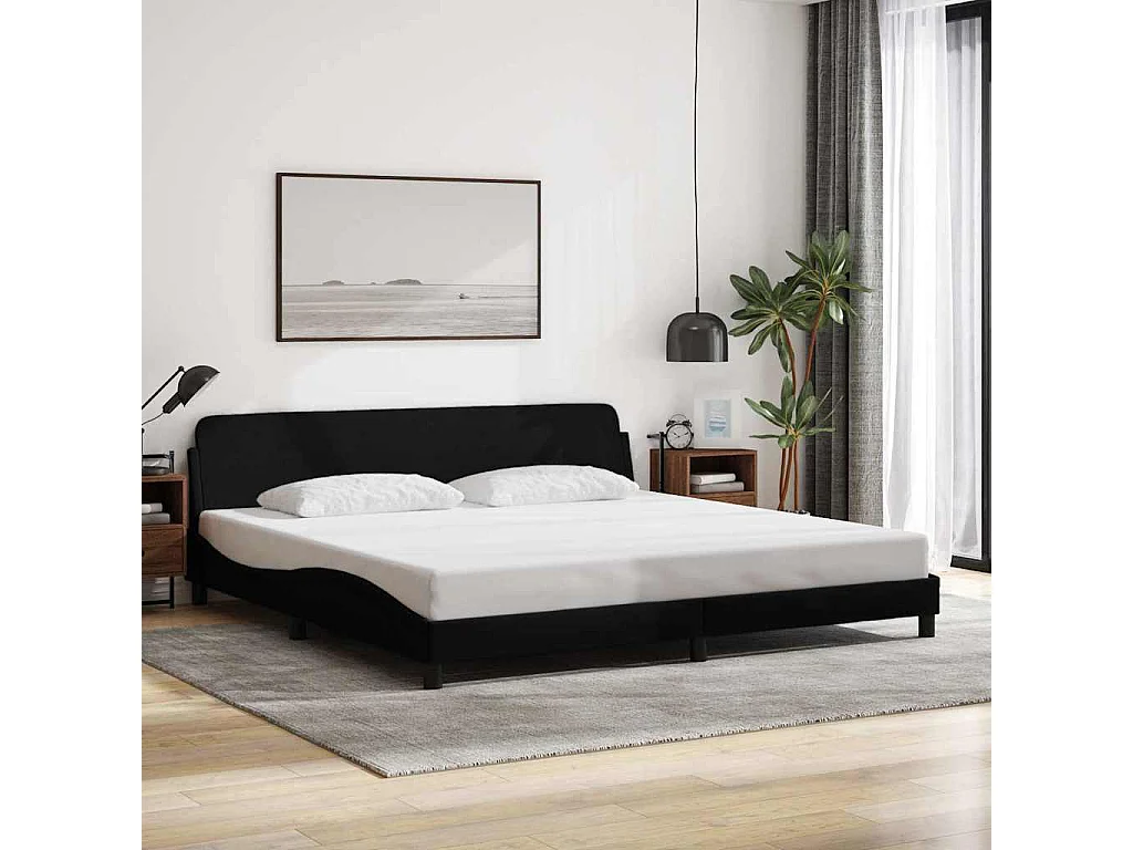Bedframe "Dover" stof zwart 200x200 cm