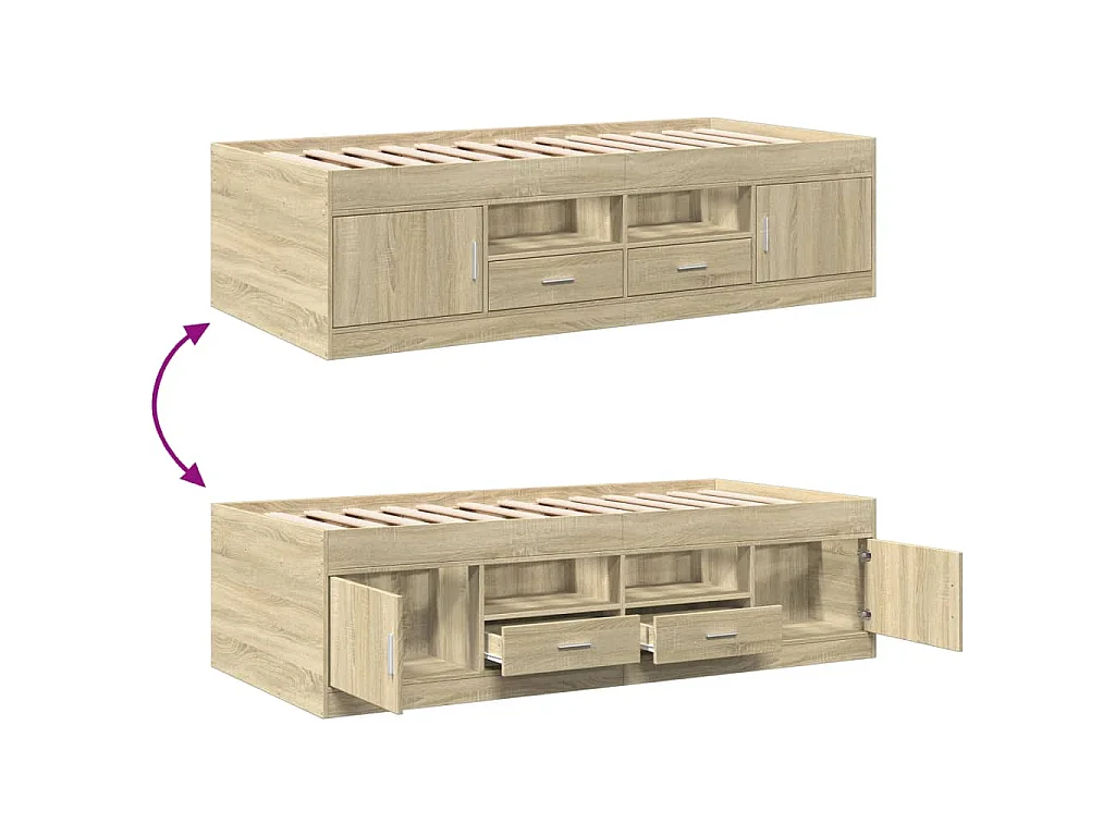 Lit de jour avec tiroirs sans matelas chêne sonoma 90x200 cm