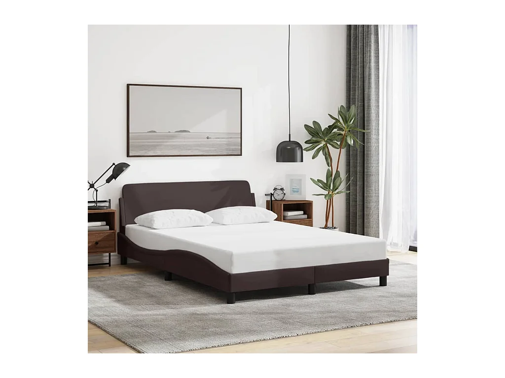 Cadre de lit sans matelas marron foncé 140x200 cm tissu