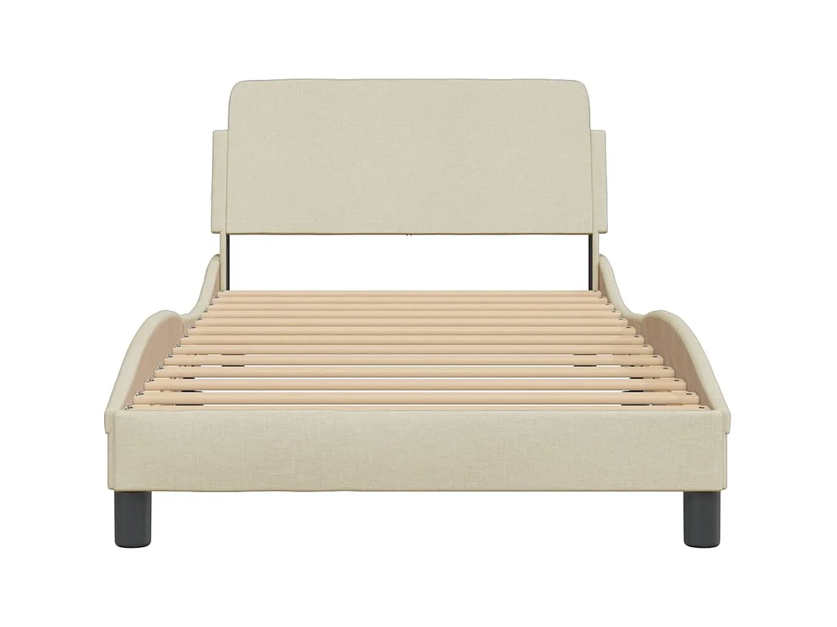 Cadre de lit sans matelas crème 100x200 cm tissu