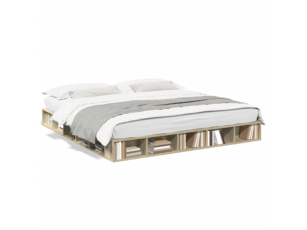 Cadre de lit sans matelas chêne sonoma 200x200 cm