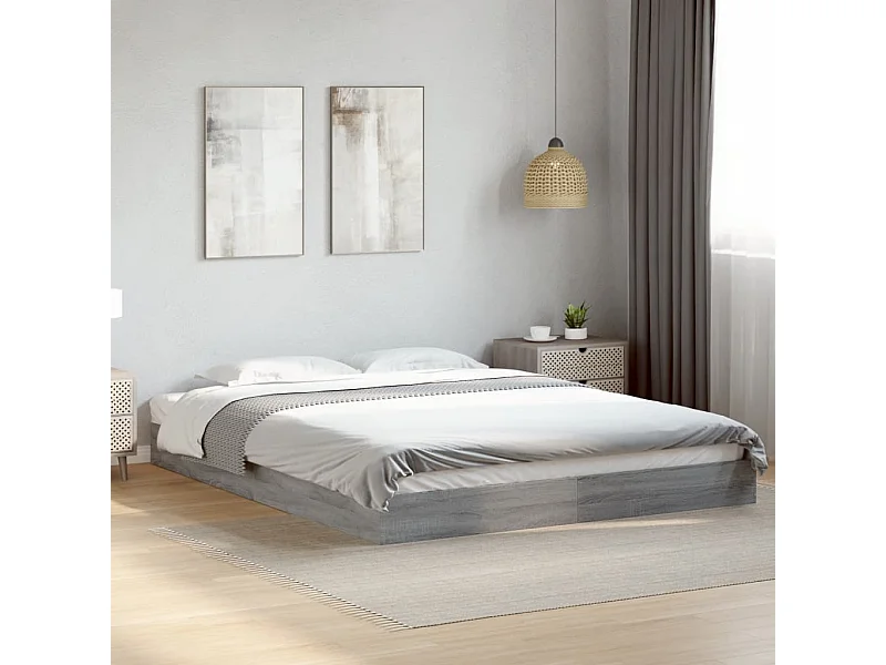 Bedframe zonder matras 160x200 cm spaanplaat grijs Sonoma