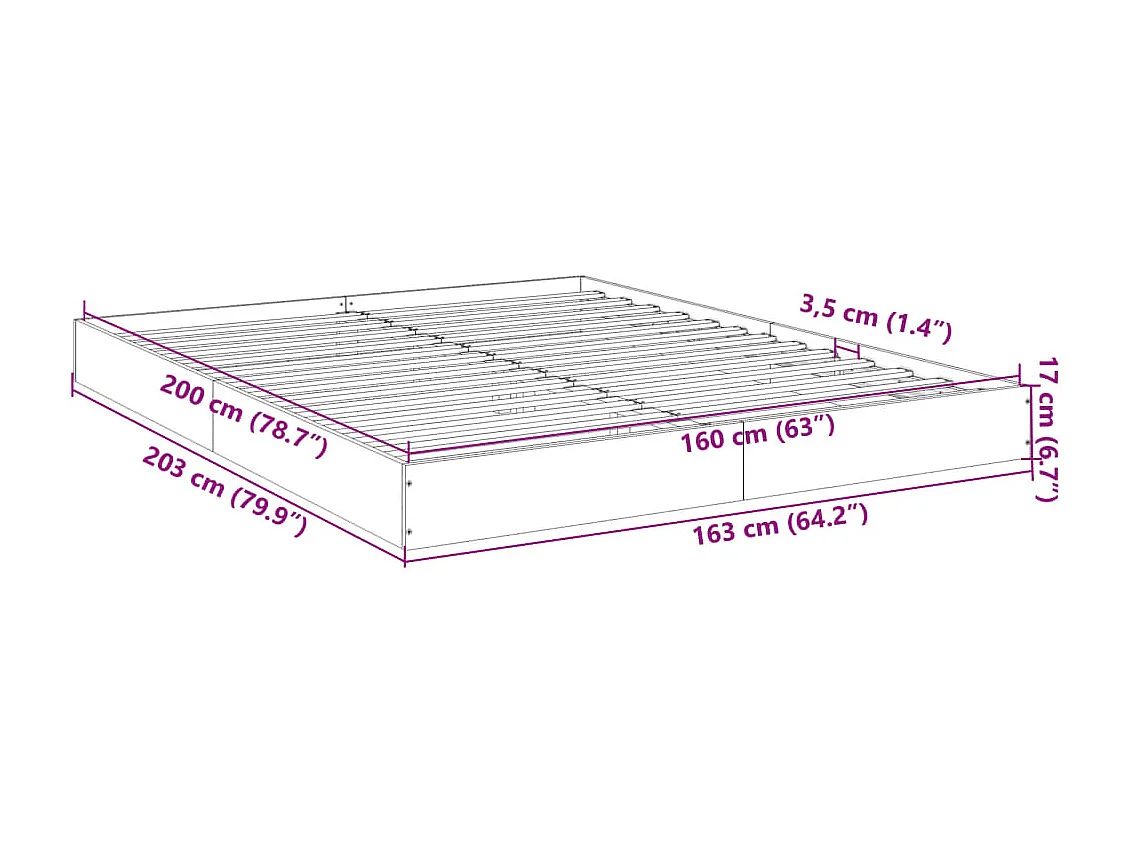 Giroletto senza Materasso Grigio Sonoma 160x200 cm Truciolato
