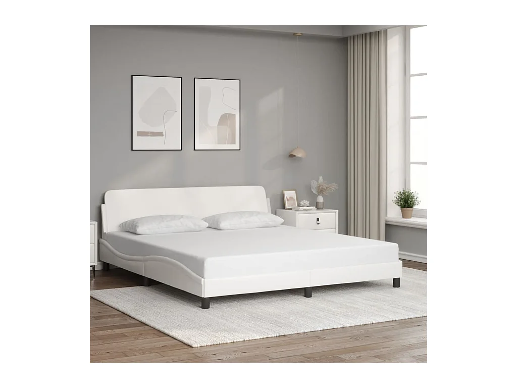Cadre de lit sans matelas blanc 180x200 cm similicuir