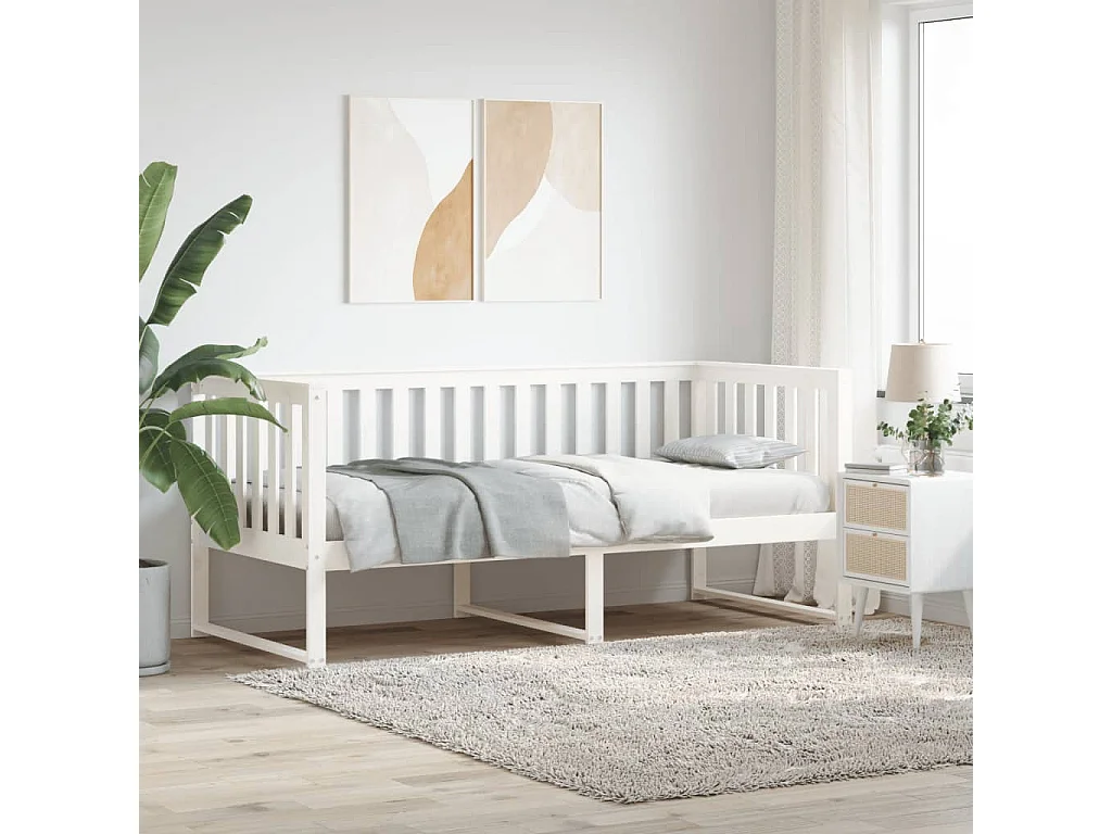 Lit de jour sans matelas blanc 90x190 cm bois de pin massif