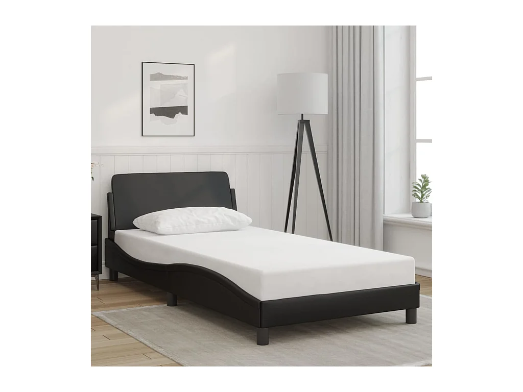 Cadre de lit sans matelas noir 100x200 cm similicuir