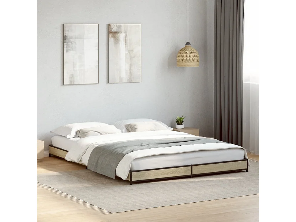 Cadre de lit sans matelas chêne sonoma 120x190 cm