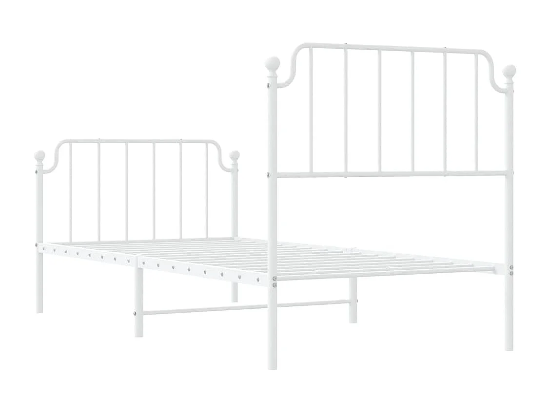 Cadre de lit métal sans matelas avec pied de lit blanc 90x200cm