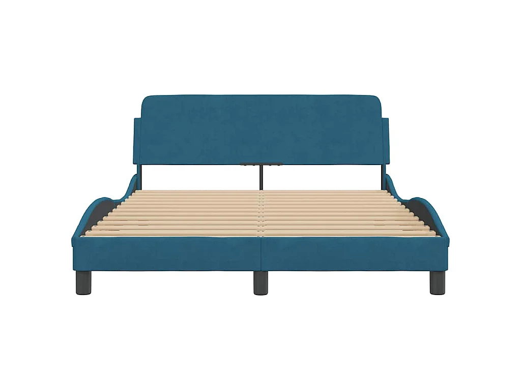 Bettgestell mit Kopfteil "Dover" Blau 120x200 cm Samt