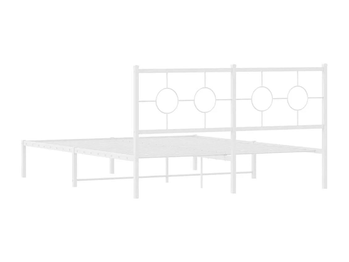 Cadre de lit métal sans matelas et tête de lit blanc 160x200 cm