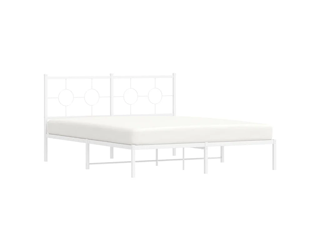 Bedframe met hoofdbord metaal wit 160x200 cm