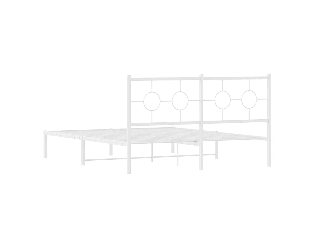 Bedframe met hoofdbord metaal wit 160x200 cm