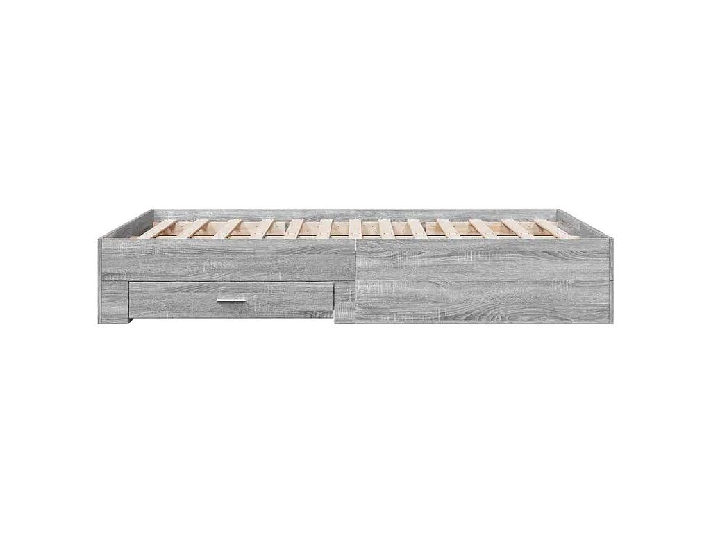Cadre de lit avec tiroirs sans matelas sonoma gris 120x190 cm
