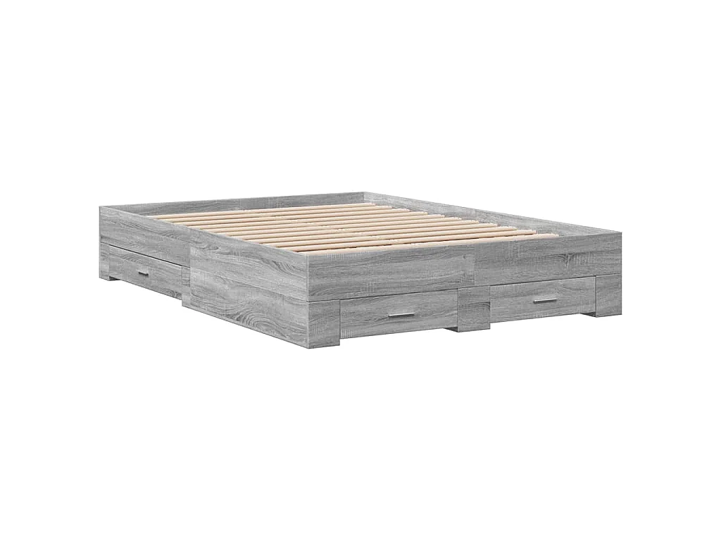 Cadre de lit avec tiroirs sans matelas sonoma gris 120x190 cm