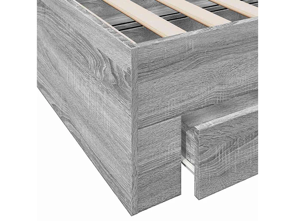 Cadre de lit avec tiroirs sans matelas sonoma gris 120x190 cm