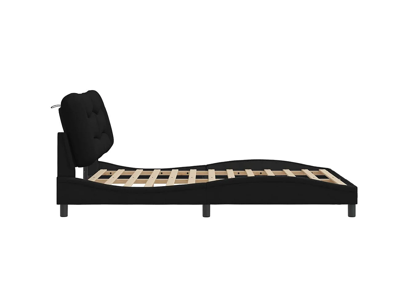 Bettgestell mit LED ohne Matratze "Hvar" Schwarz 140x190 cm Stoff