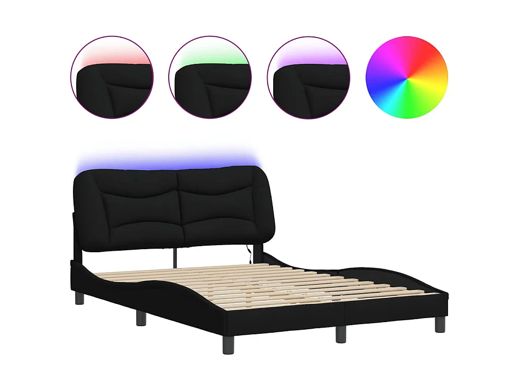 Bedframe met LED zonder matras "Hvar" 140x190 cm stof zwart