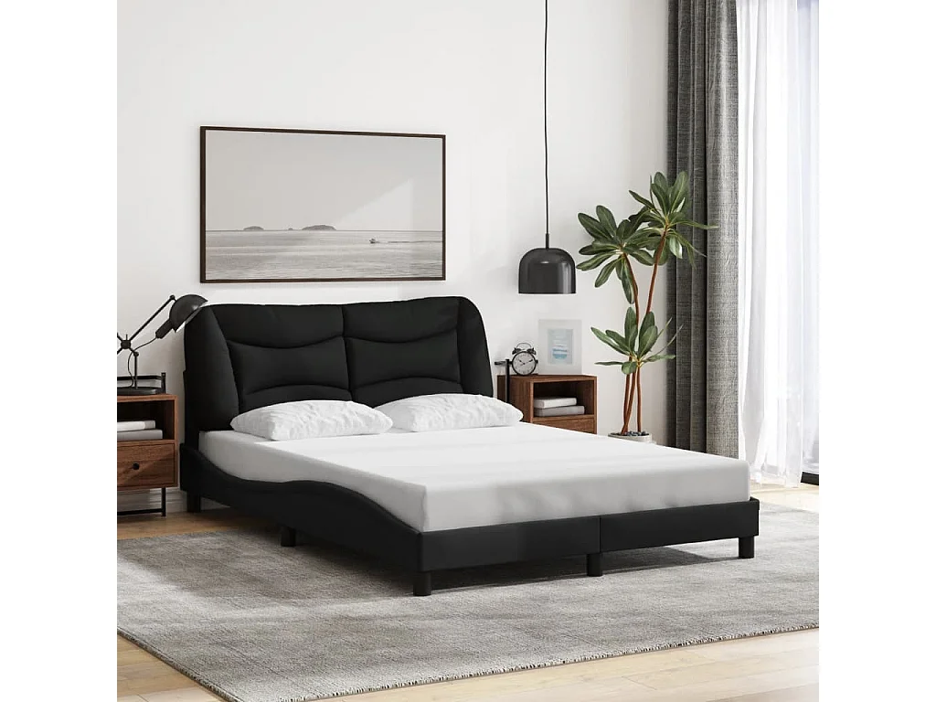 Bedframe met LED zonder matras "Hvar" 140x190 cm stof zwart