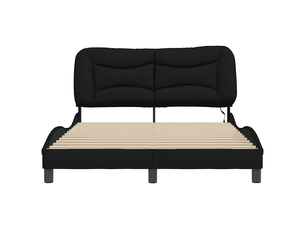 Bedframe met LED zonder matras "Hvar" 140x190 cm stof zwart