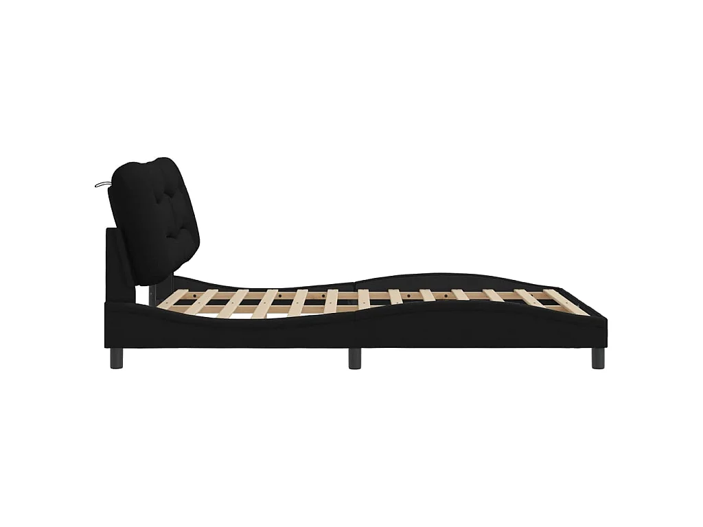Bedframe met LED zonder matras "Hvar" 140x190 cm stof zwart