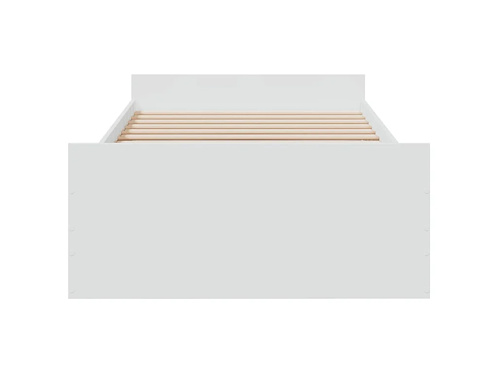 Cadre de lit avec tiroirs sans matelas blanc 75x190 cm