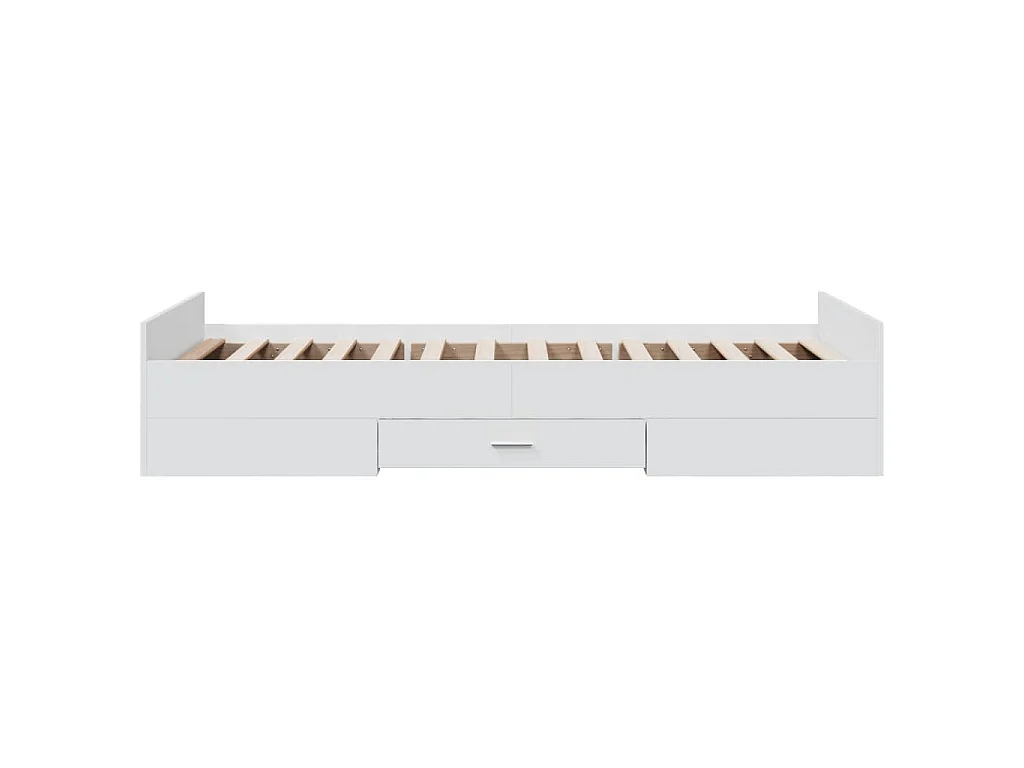 Cadre de lit avec tiroirs sans matelas blanc 75x190 cm