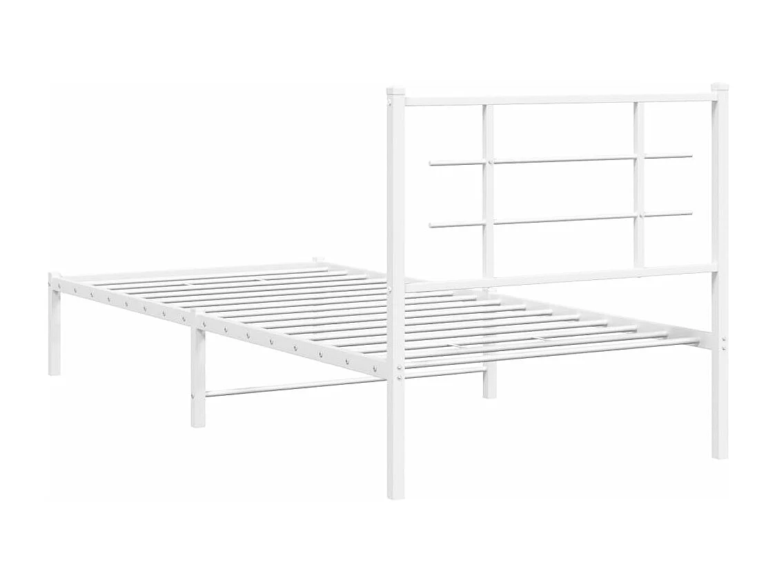 Cadre de lit métal sans matelas avec tête de lit blanc 90x200cm