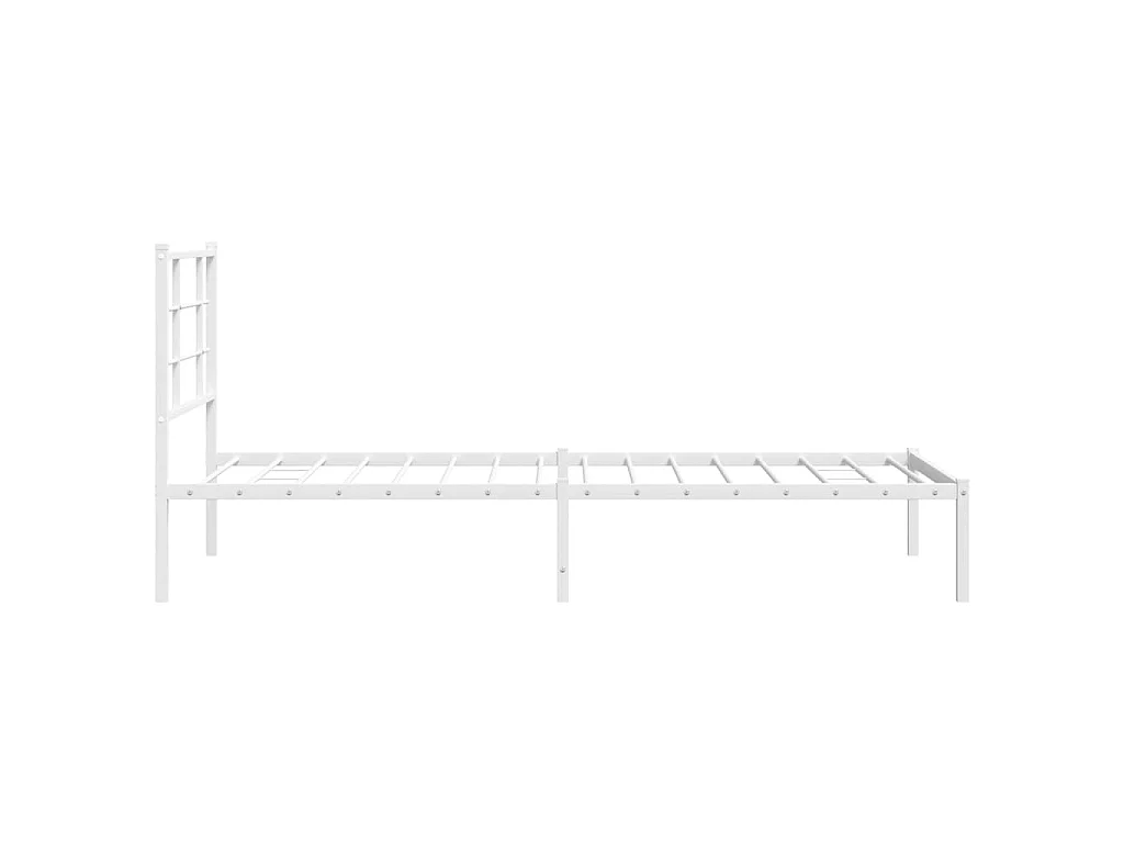 Cadre de lit métal sans matelas avec tête de lit blanc 90x200cm